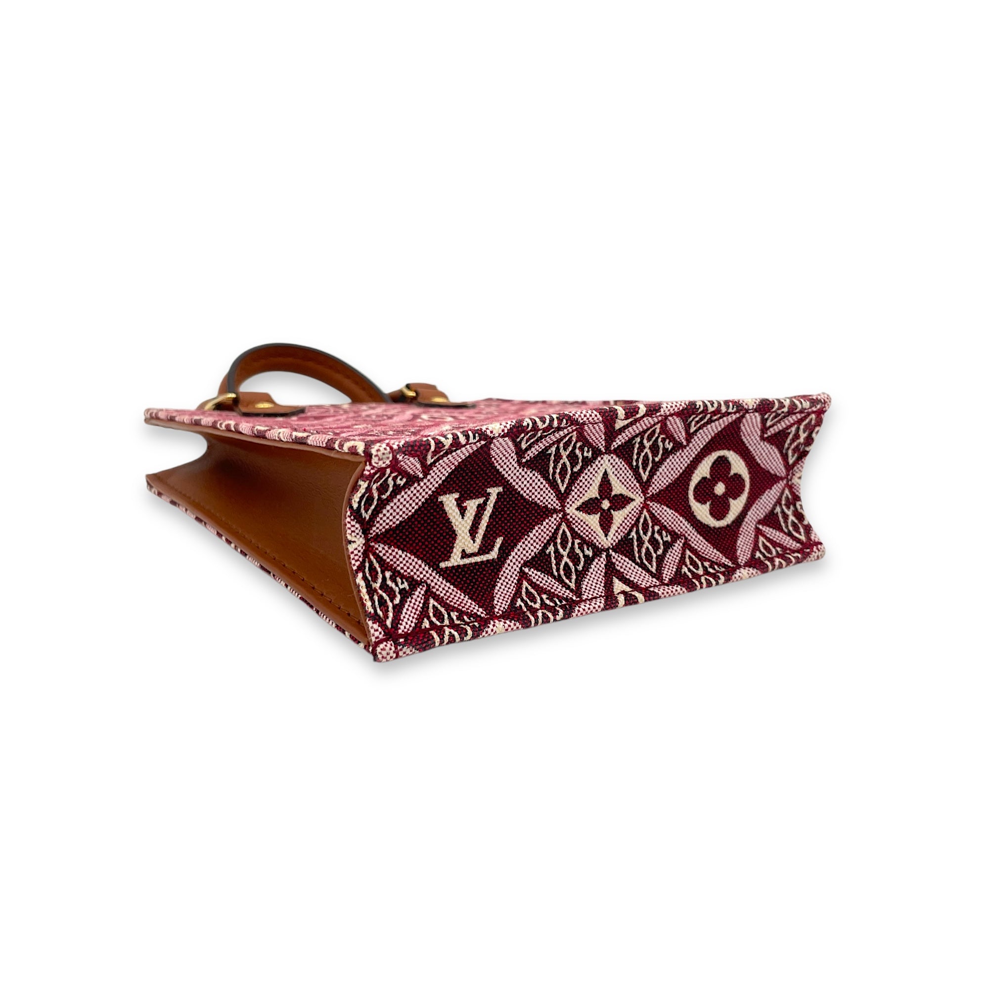 Since 1854 Sac Plat Petite Red Top Handle Bag in Canvas, Gold hardware - Image 6