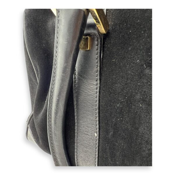 Boston Top Handle Bag Black in Suede Leather, Gold hardware - Image 22