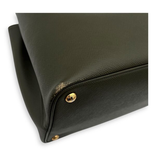 Double Top Handle Bag Green in Saffiano Leather, Gold hardware - Image 12
