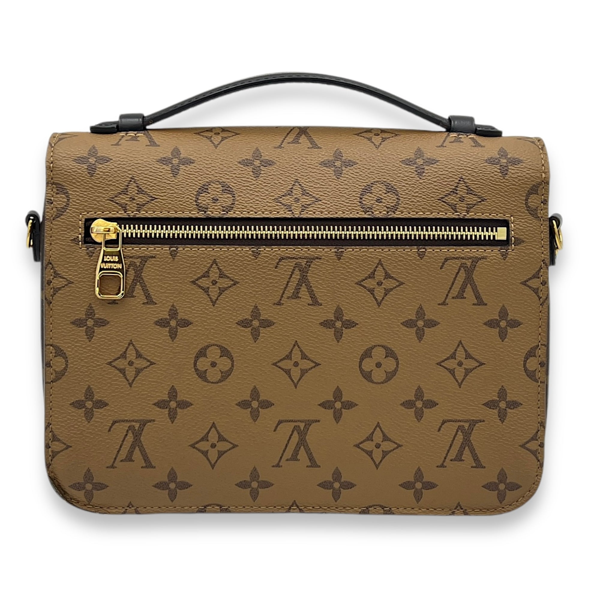 Pochette Metis Brown Top Handle Bag in Monogram Coated Canvas, Gold hardware - Image 3