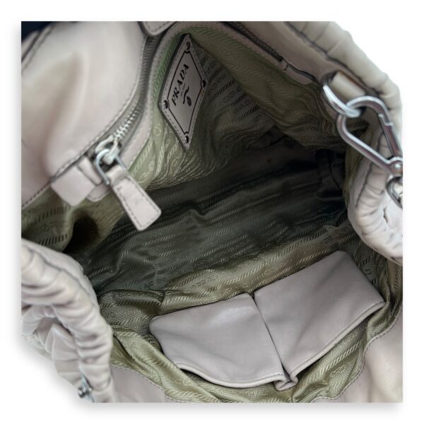 Gaufre White Top Handle Bag in Lambskin, Silver hardware - Image 7