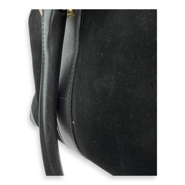 Boston Top Handle Bag Black in Suede Leather, Gold hardware - Image 20