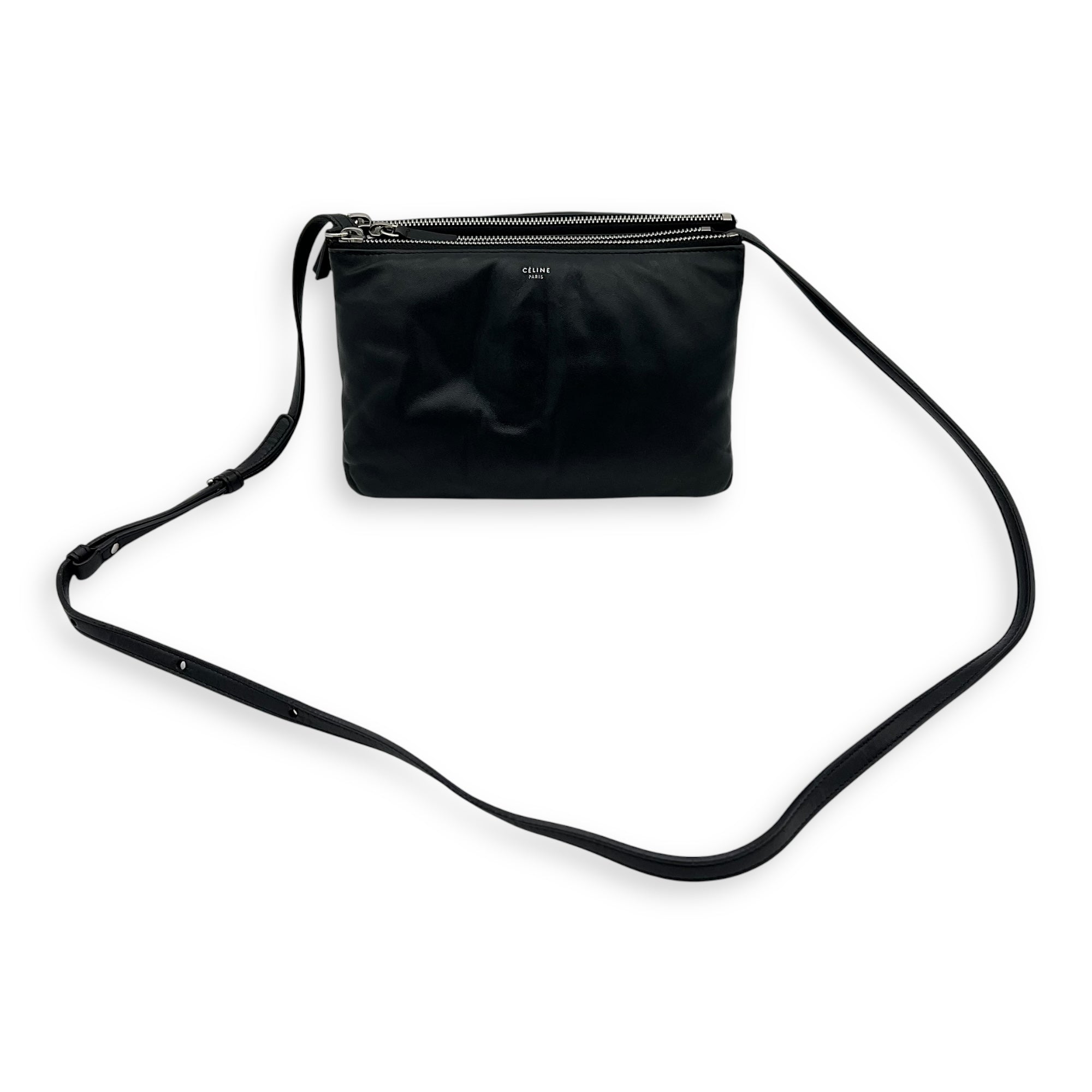 Trio Black Crossbody Bag in Lambskin, Gold hardware - Image 11