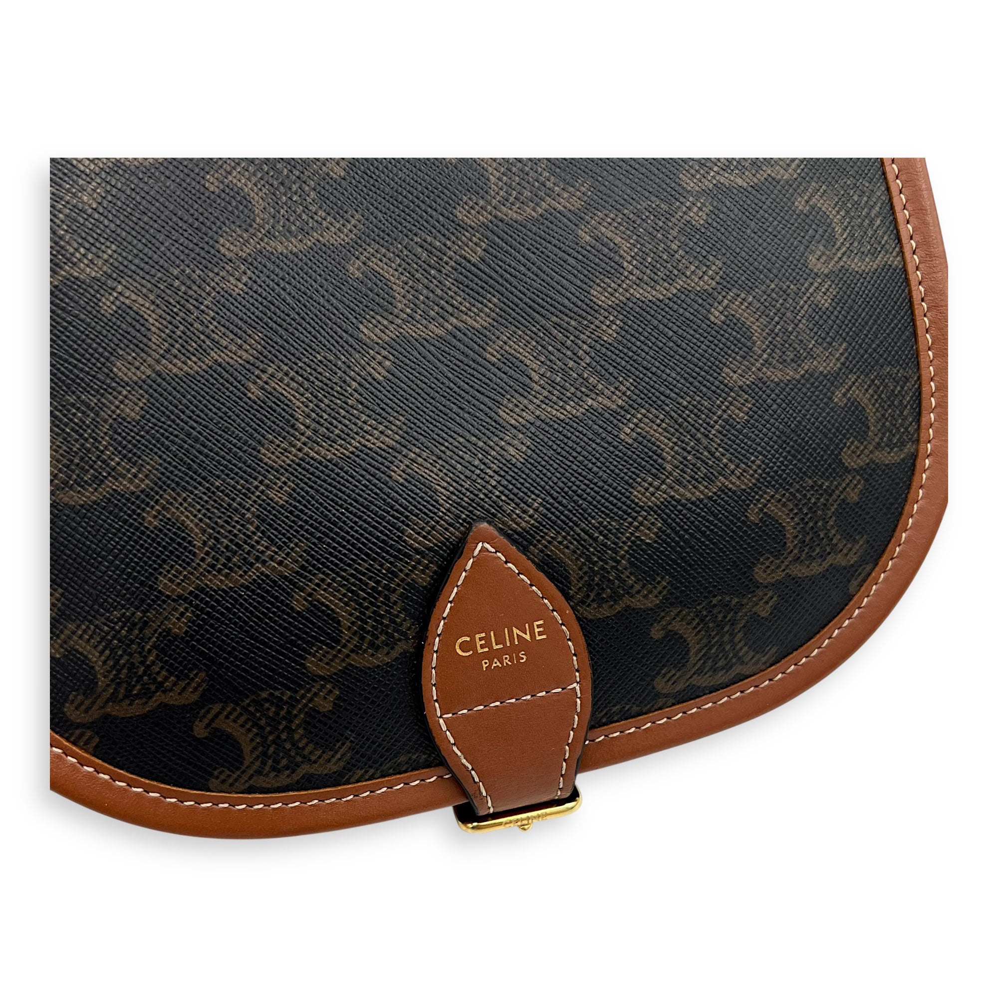 Folco Crossbody Bag Brown in Coated Canvas, Gold hardware - Image 10