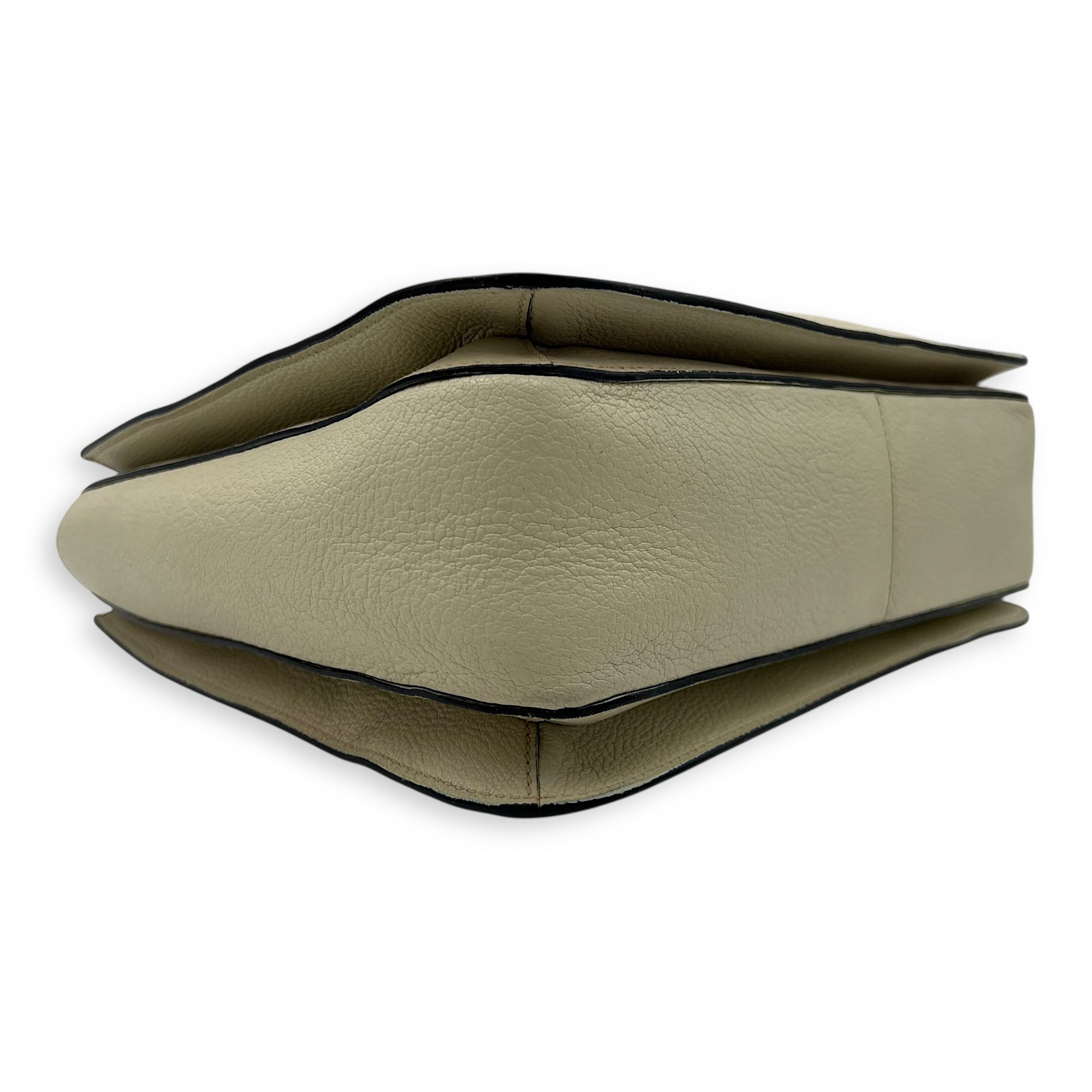 Buckle Top Handle Bag White in Calfskin, Gold hardware - Image 12