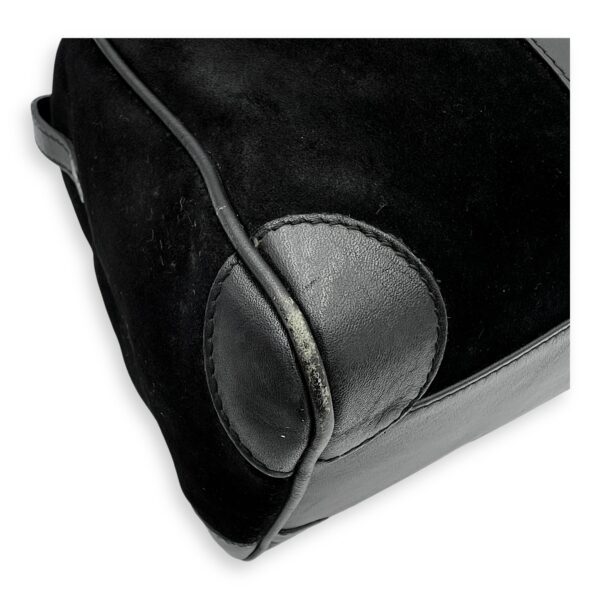 Boston Top Handle Bag Black in Suede Leather, Gold hardware - Image 25