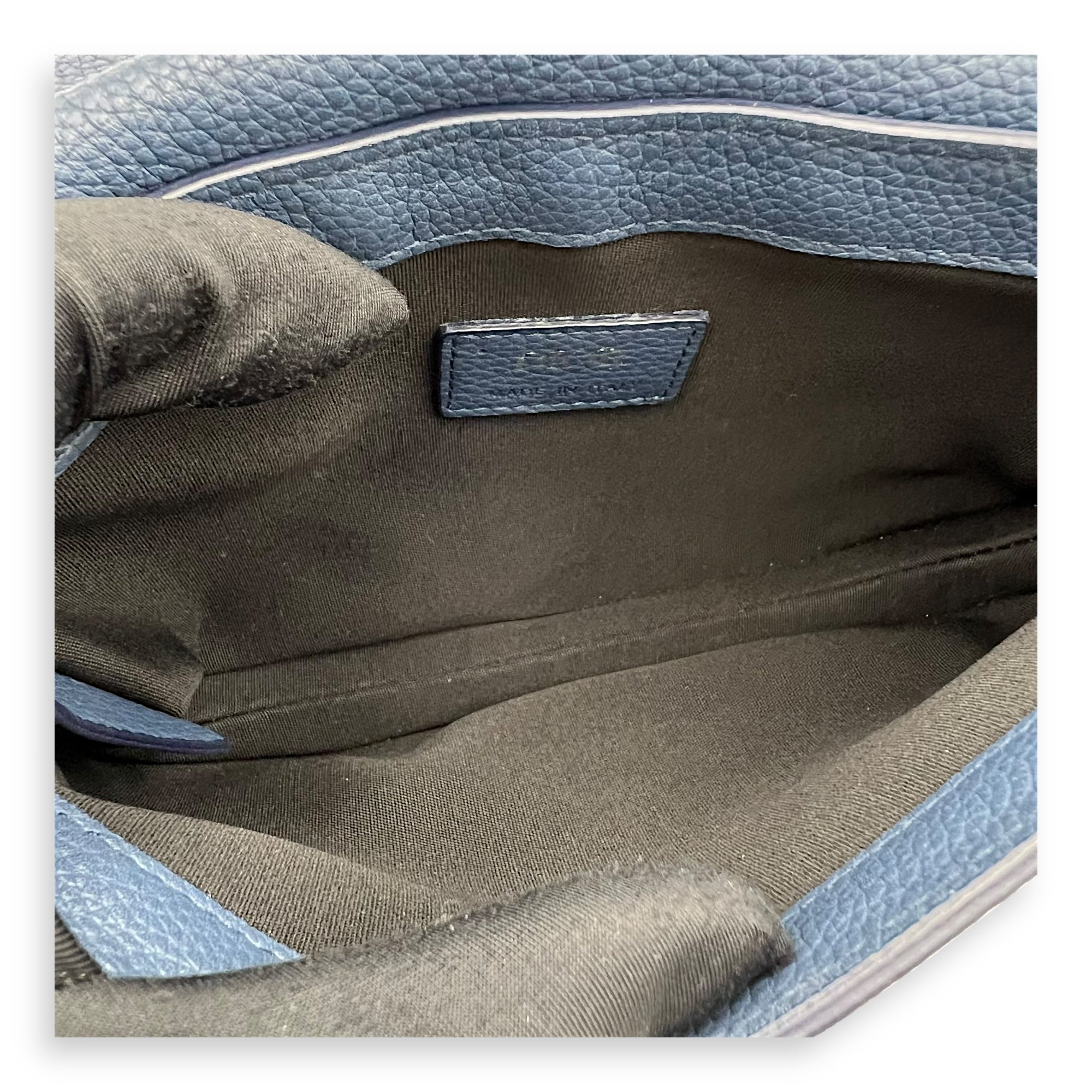 Saddle Crossbody Bag Blue in Calfskin, Silver hardware - Image 8