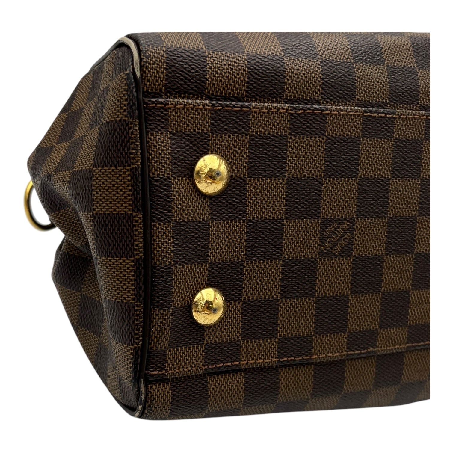 Trevi PM Damier Ebene Top Handle Bag in Coated Canvas, Gold hardware - Image 16