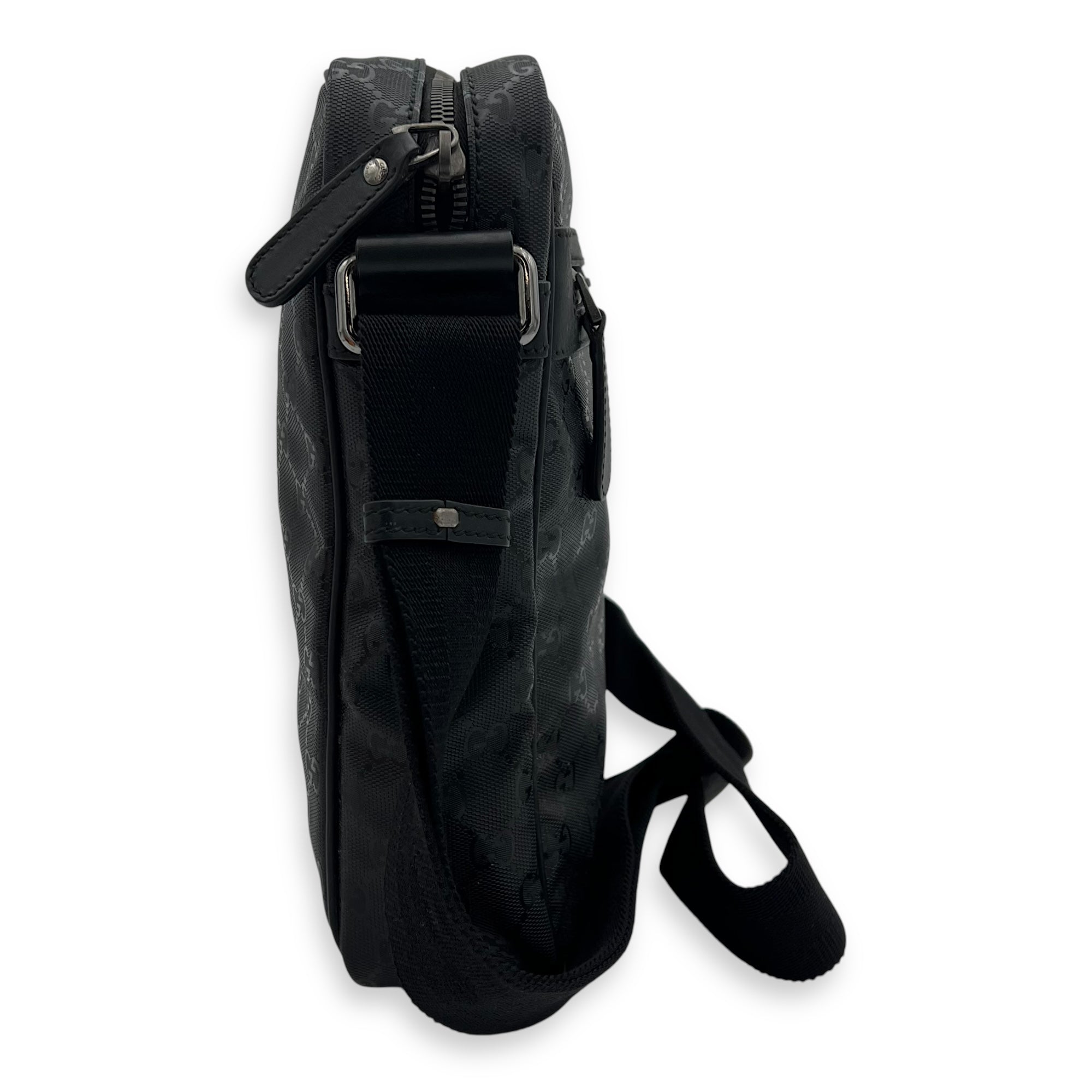 GG Messenger Black in Coated Canvas, Silver hardware - Image 4
