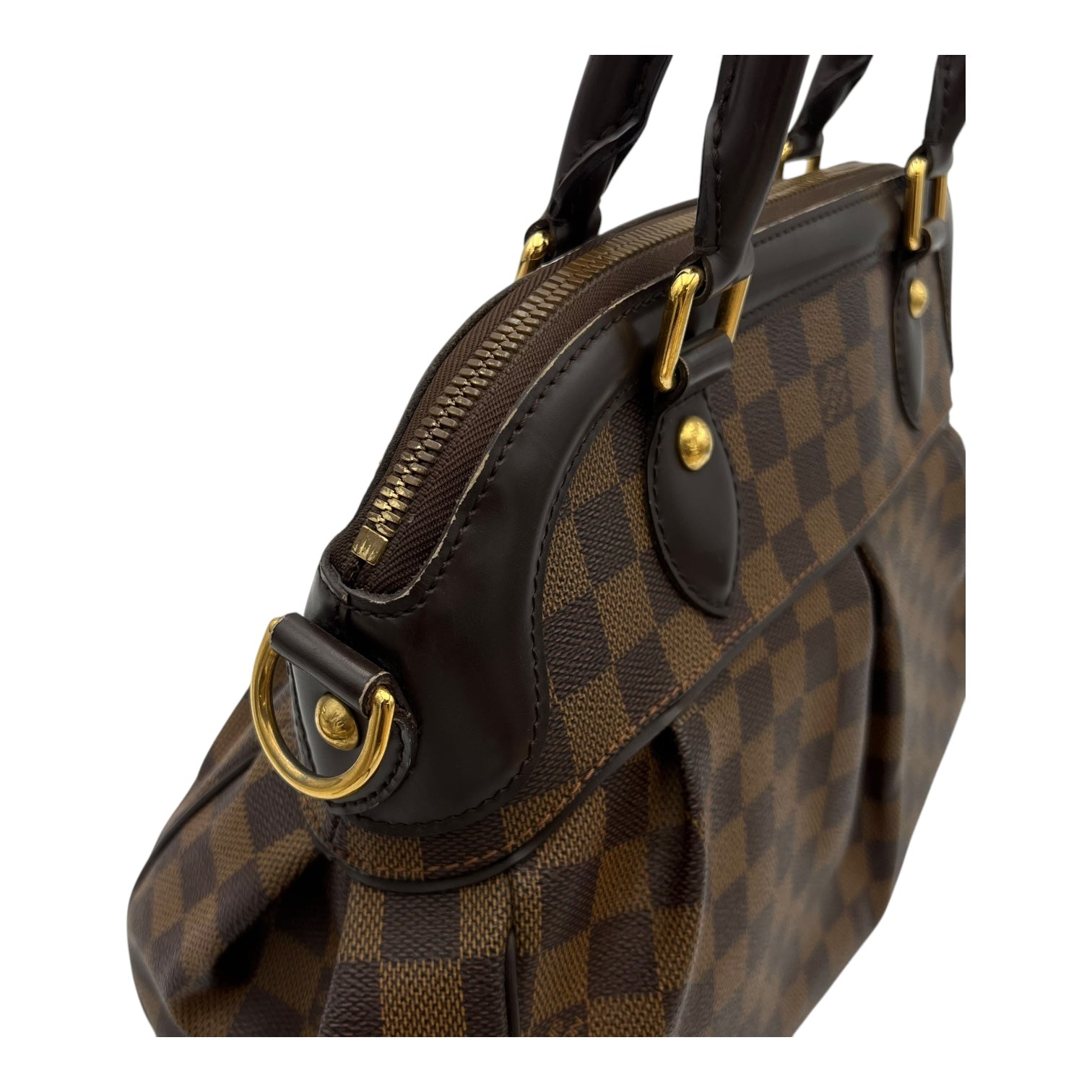 Trevi PM Damier Ebene Top Handle Bag in Coated Canvas, Gold hardware - Image 11