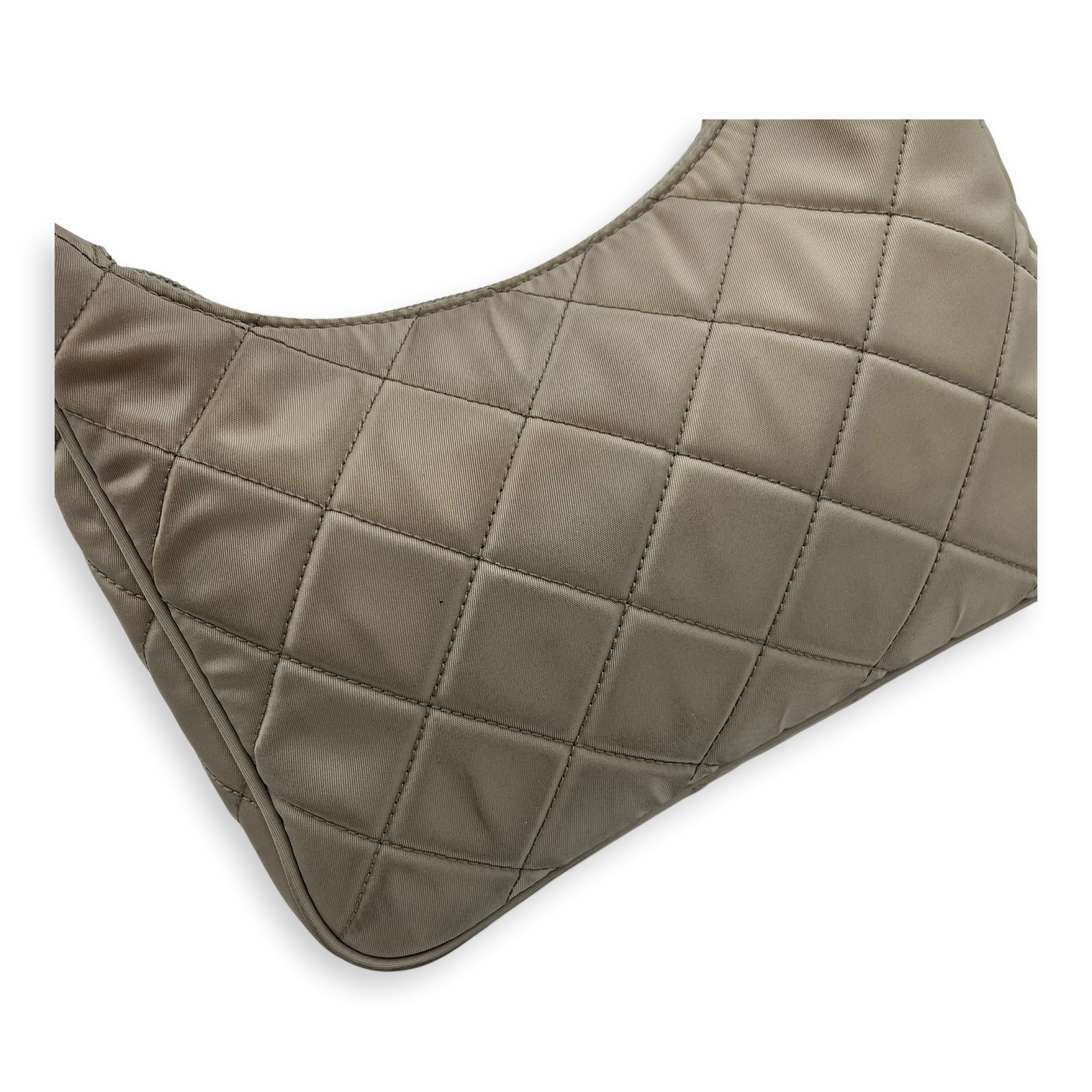 Re-Edition Shoulder Bag Beige in Re-Nylon, Gold hardware - Image 15