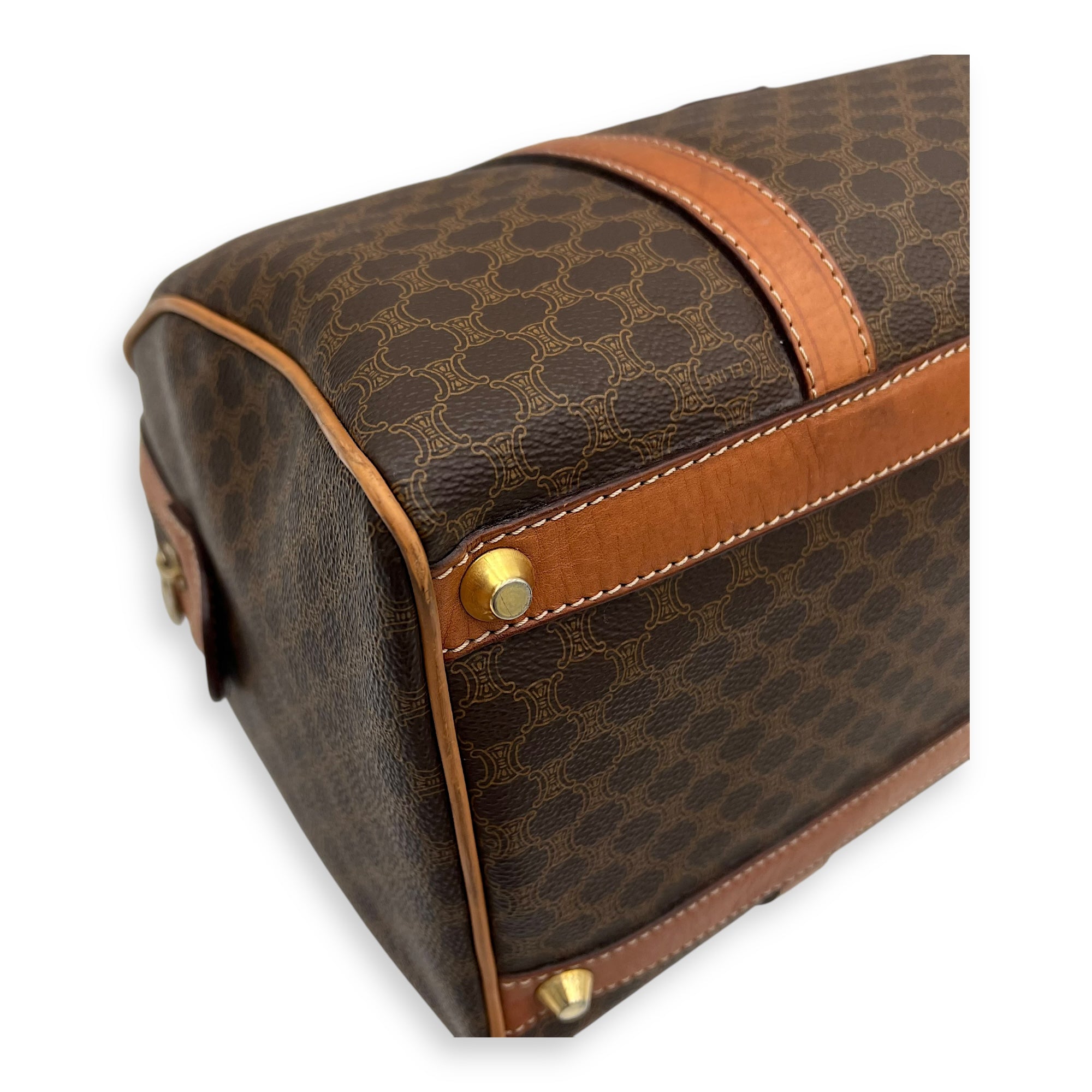 Macadam Top Handle Bag Brown in Coated Canvas, Gold hardware - Image 13