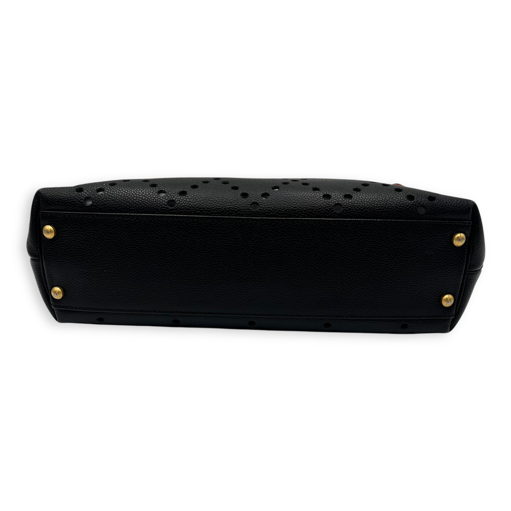 CC Perforated Black Tote Bag in Caviar Leather, Acrylic hardware - Image 6