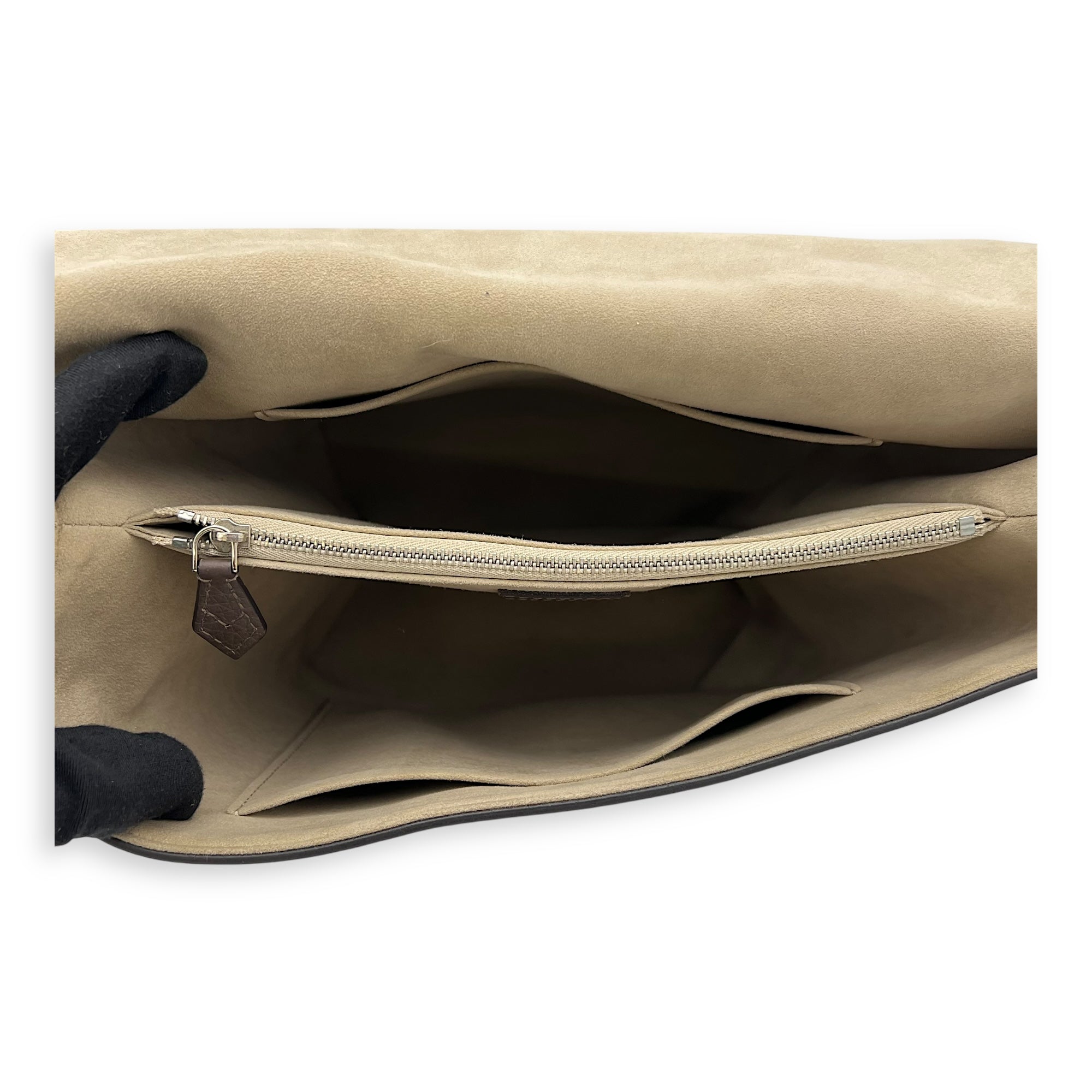 Volta Top Handle Bag Brown in Taurillon Leather, Silver hardware - Image 7