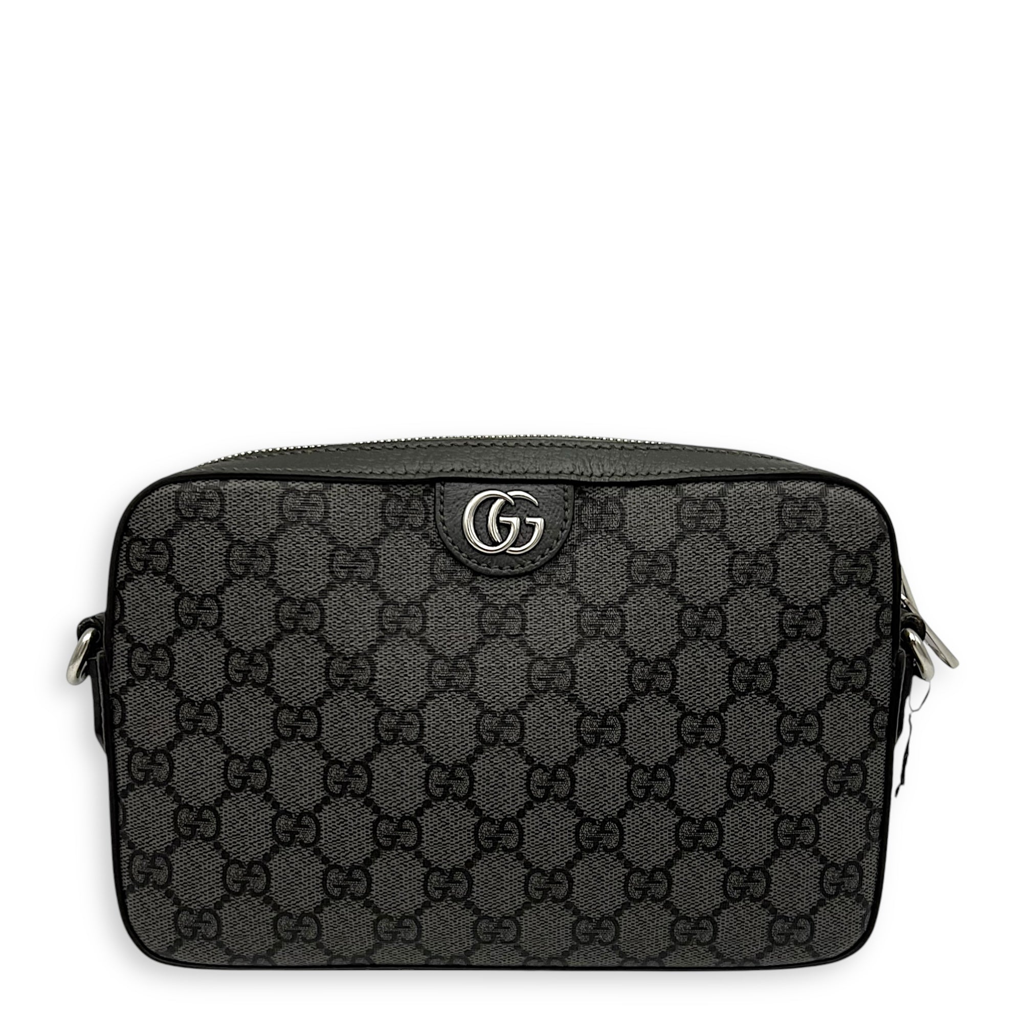 Ophidia Crossbody Bag Black in Coated Canvas, Silver hardware