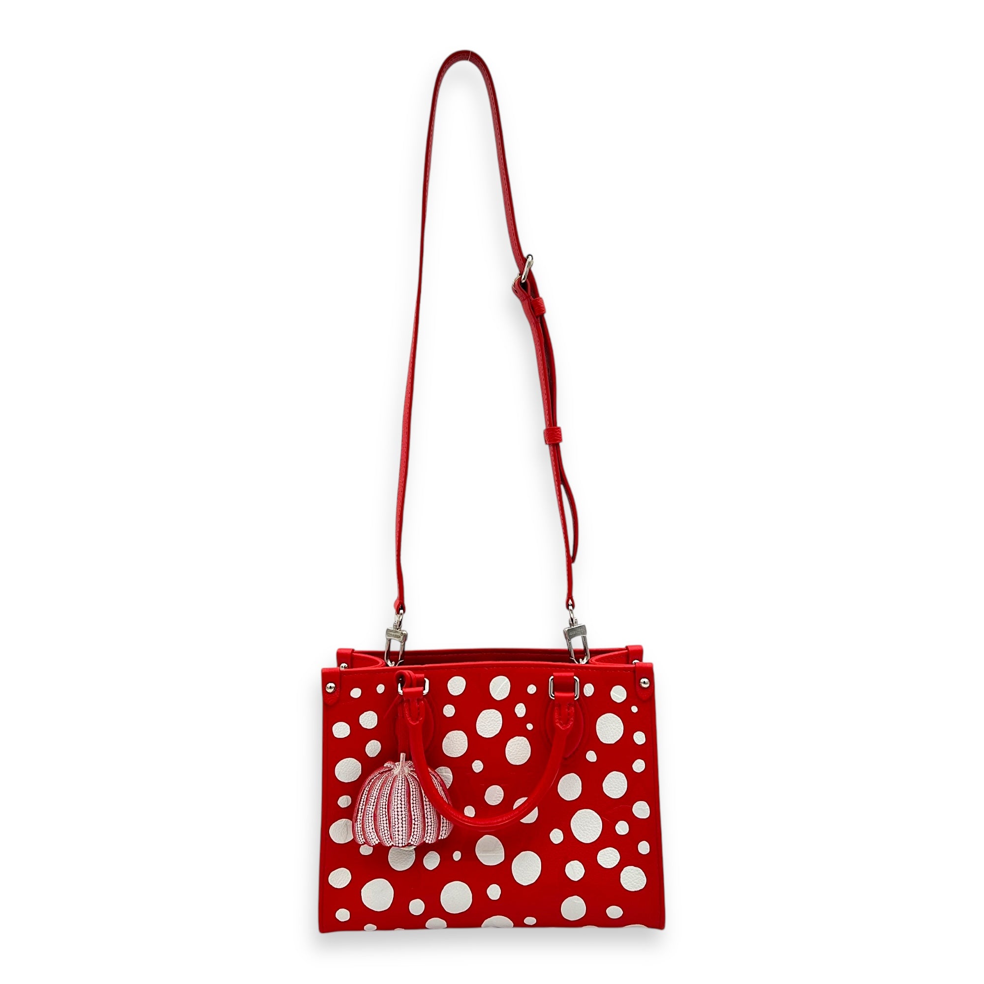 OnTheGo PM x Yayoi Kusama Top Handle Bag in Empreinte Leather, Silver hardware - Image 12