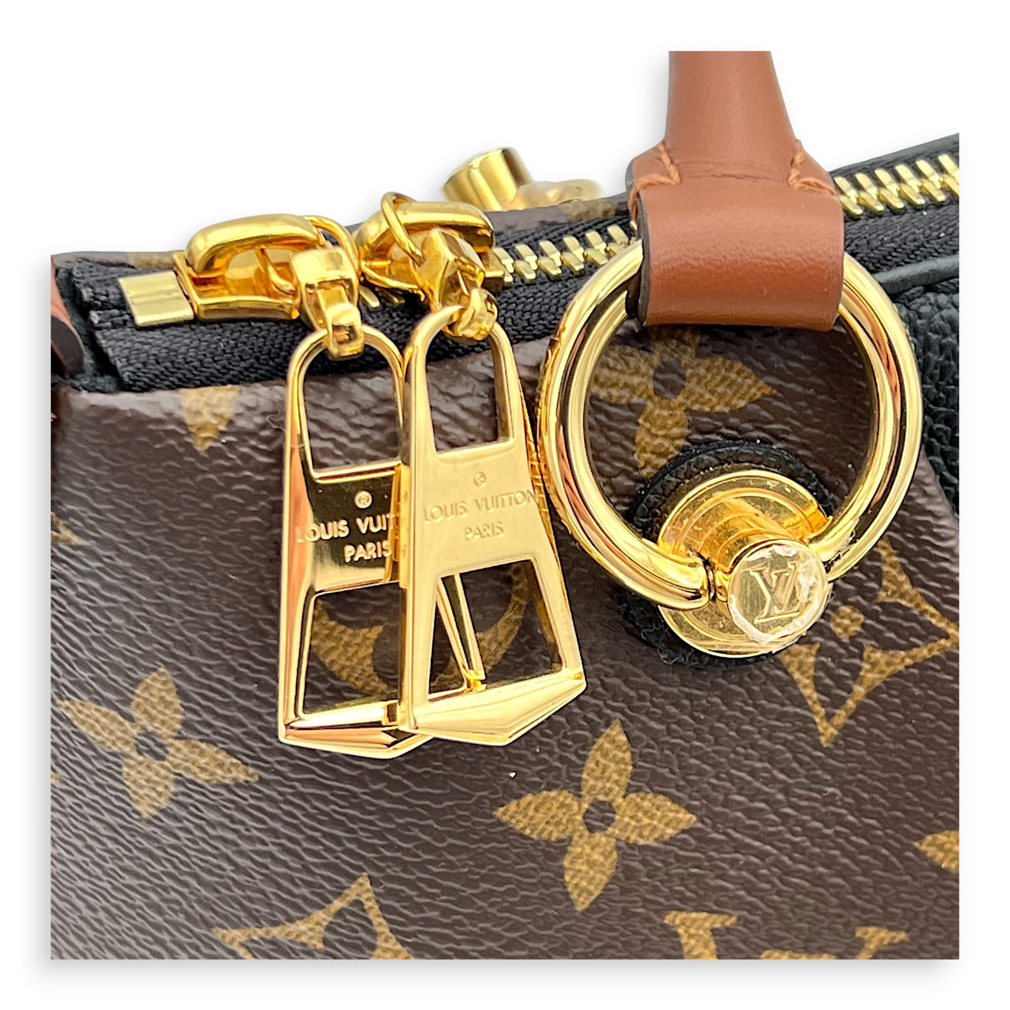 V tote bag Top Handle Bag Black in Monogram Coated Canvas, Gold hardware - Image 10