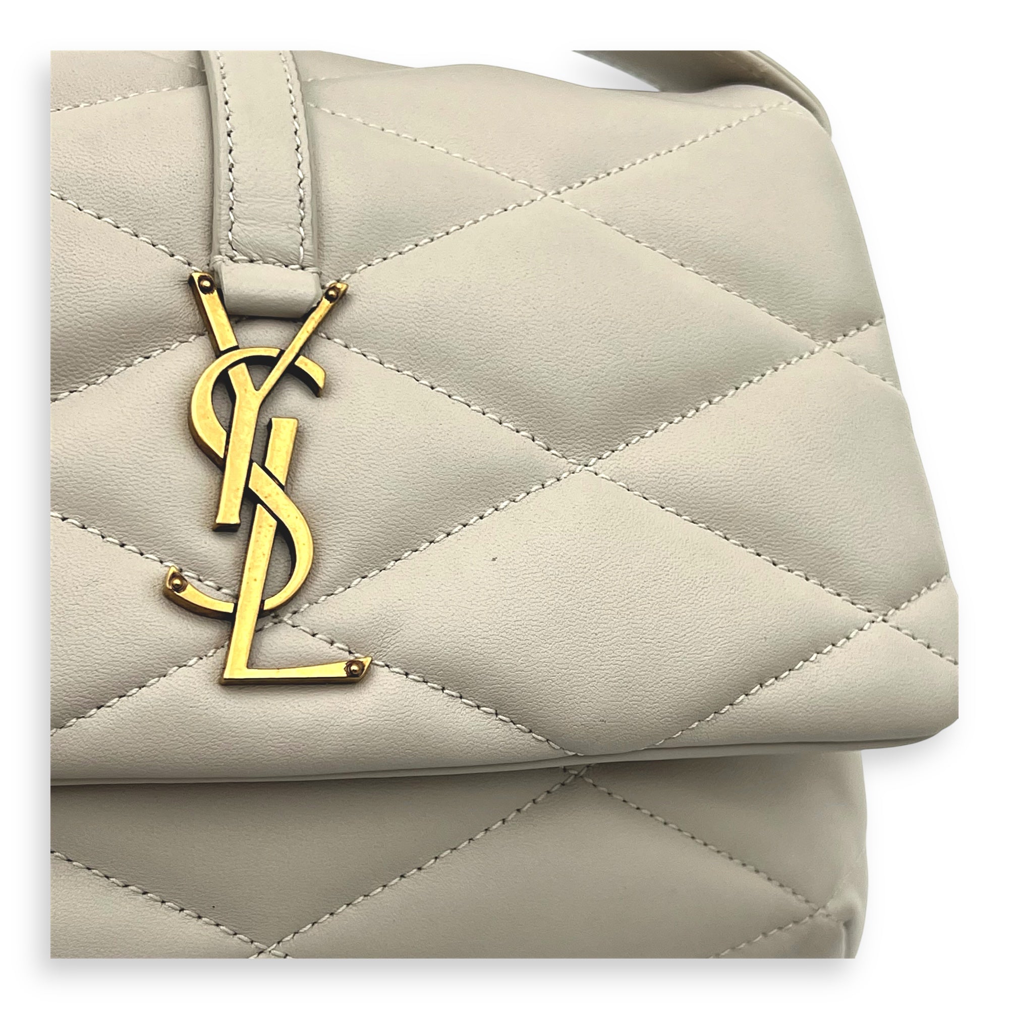 Le 5 A 7 Shoulder Bag White in Calfskin, Gold hardware - Image 7