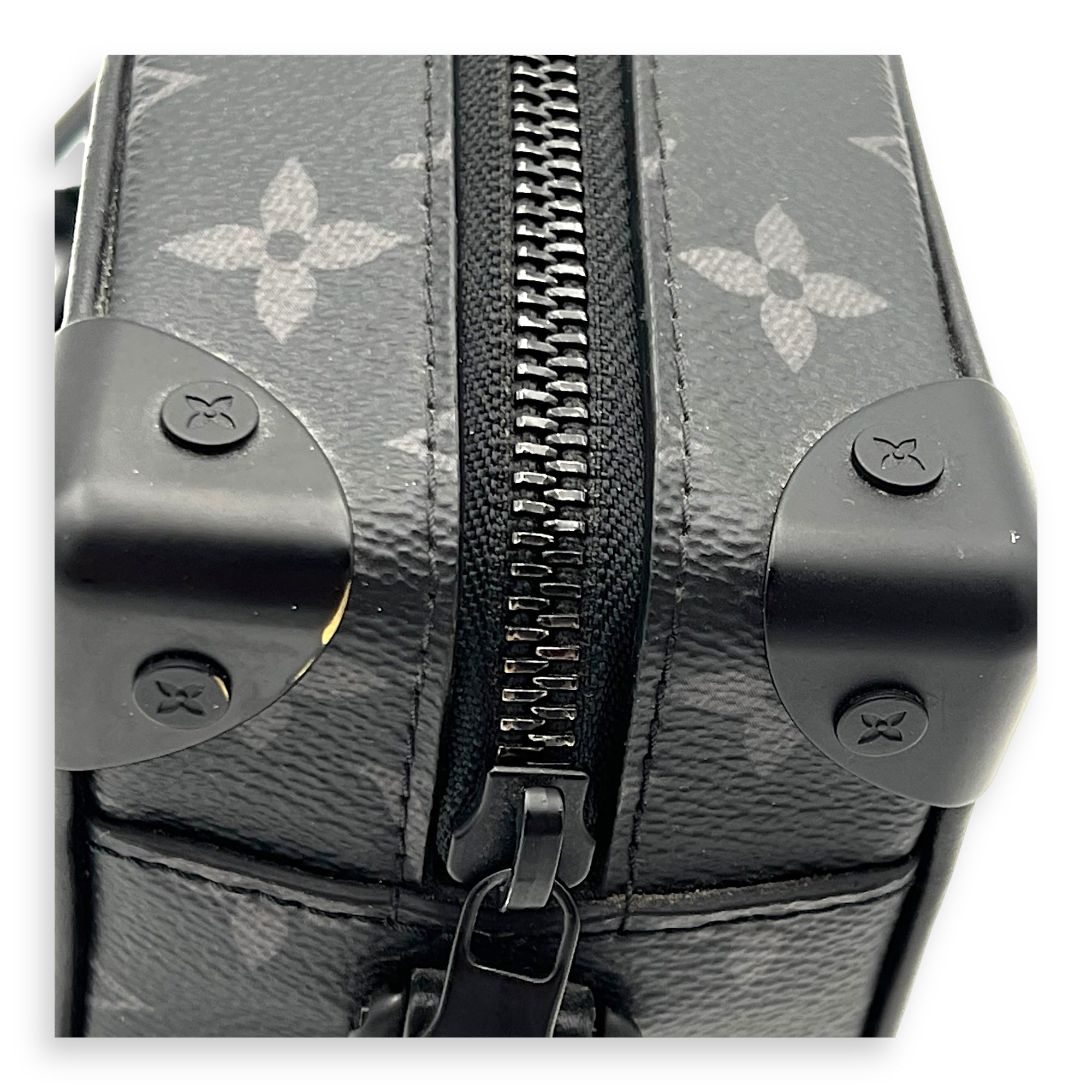 Soft Trunk Crossbody Bag Black in Monogram Coated Canvas, Lacquered Metal hardware - Image 11