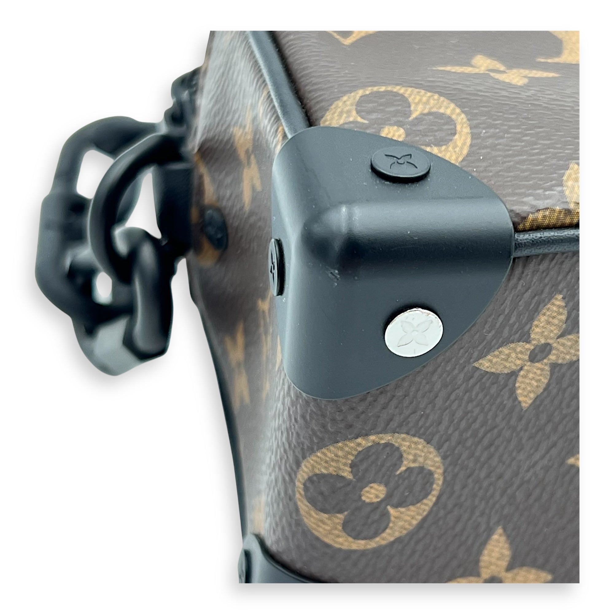 Soft Trunk Crossbody Bag Brown in Monogram Coated Canvas, Lacquered Metal hardware - Image 7