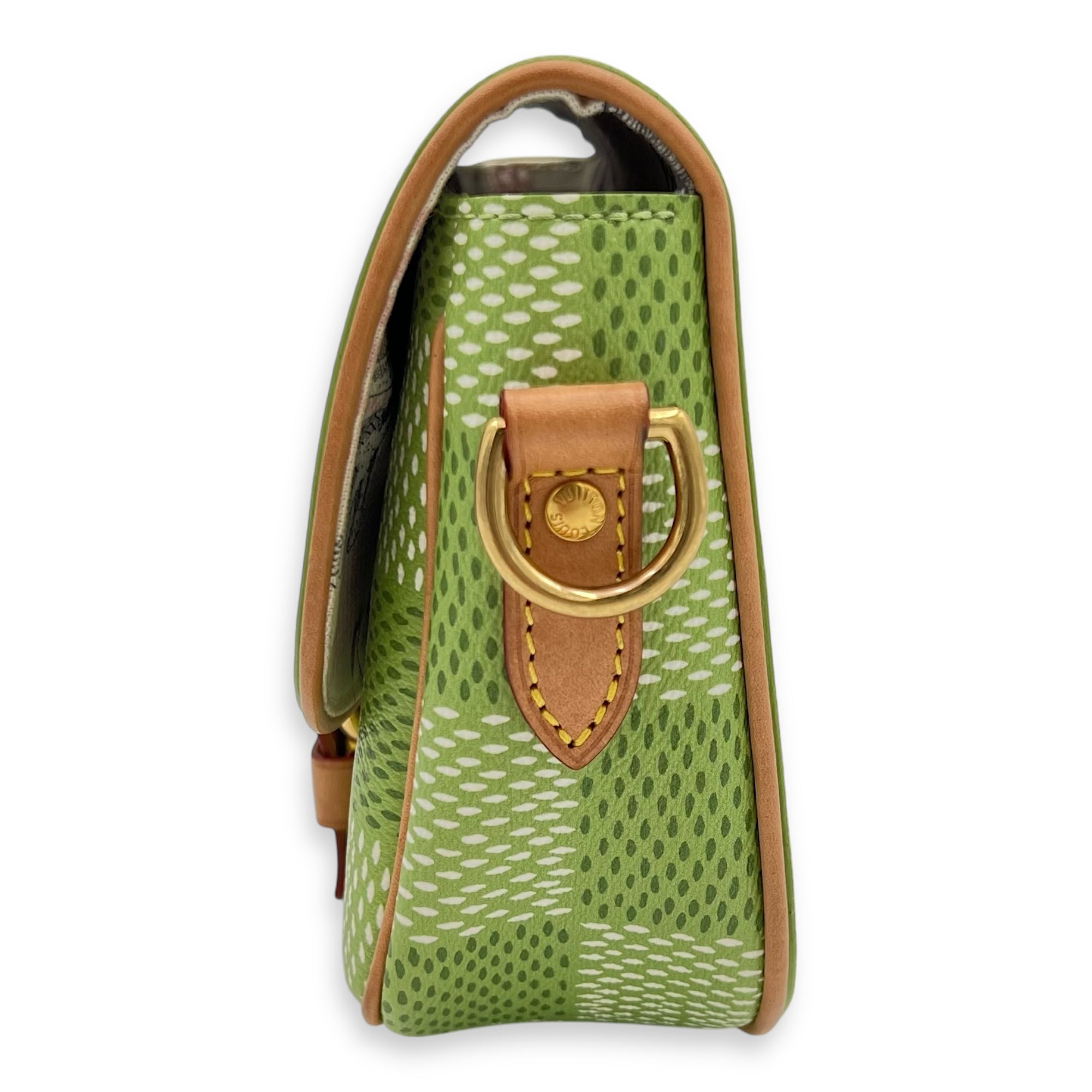Montsouris Crossbody Bag Green in Coated Canvas, Gold hardware - Image 5