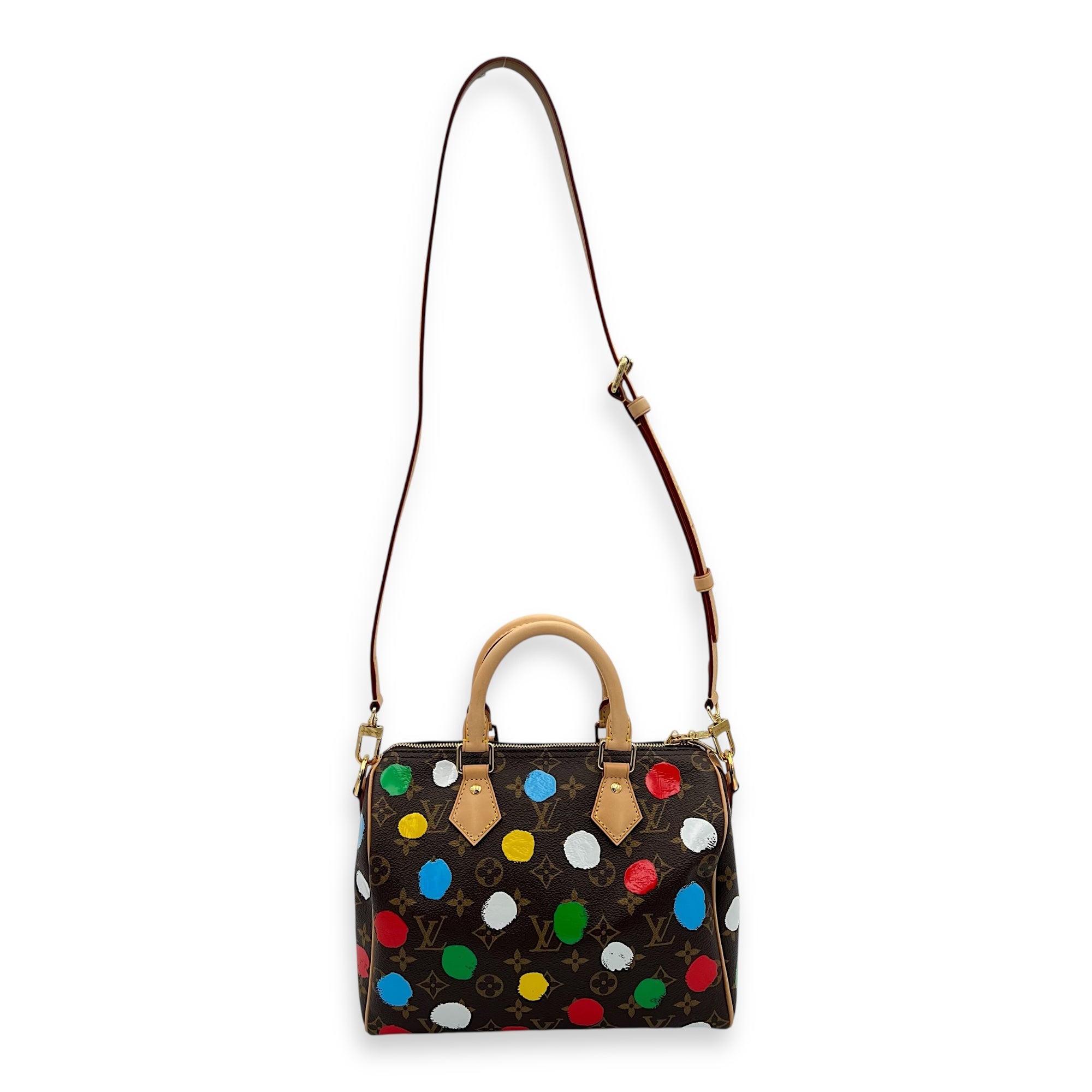 X Yayoi Kusama 25 Multi-colour Top Handle Bag in Monogram Coated Canvas, Gold hardware - Image 11