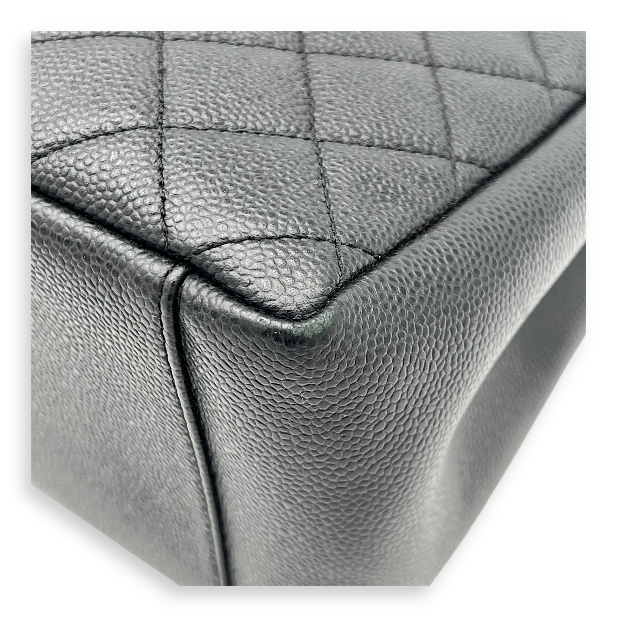 GST Tote Bag Black in Caviar Leather, Silver hardware - Image 8