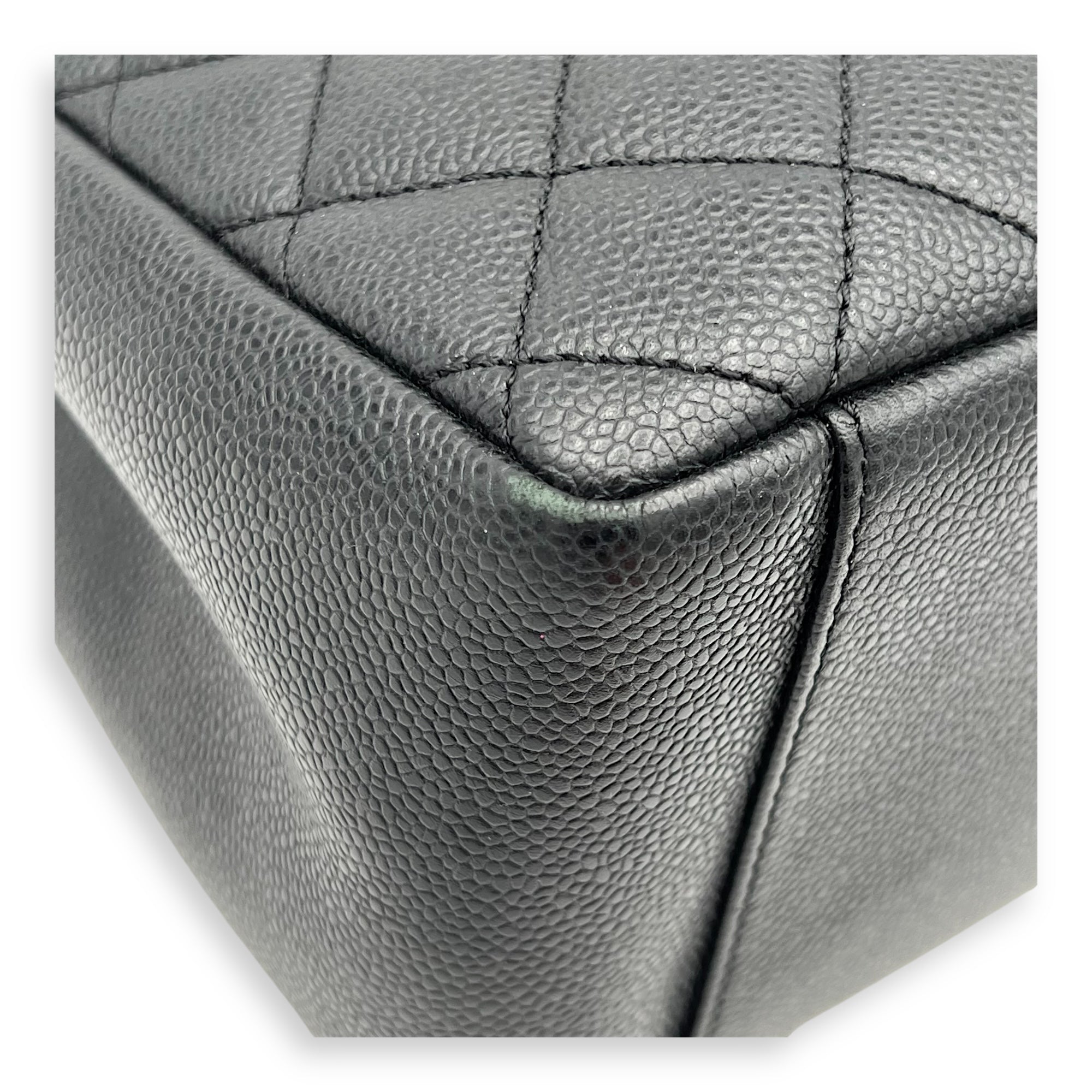 GST Tote Bag Black in Caviar Leather, Silver hardware - Image 9