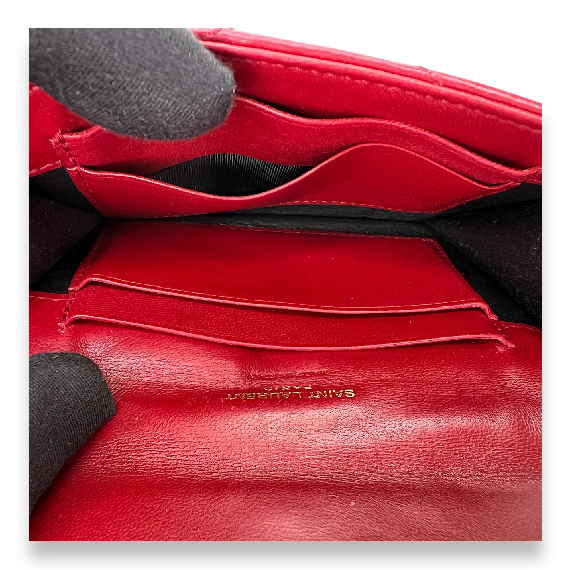 Cassandre Red Wallet in Lambskin, Gold hardware - Image 11