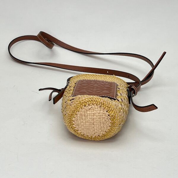 Cylinder Pouch Brown Crossbody Bag in Raffia - Image 4