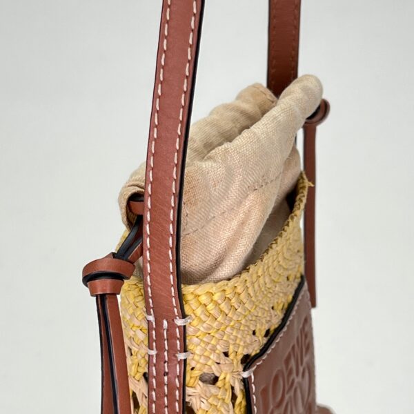 Cylinder Pouch Brown Crossbody Bag in Raffia - Image 5