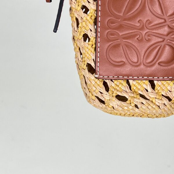 Cylinder Pouch Brown Crossbody Bag in Raffia - Image 9